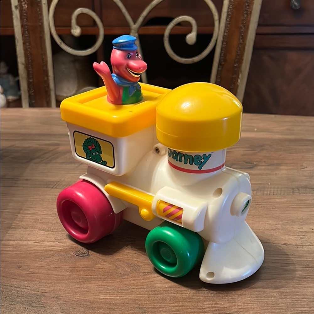 🔥🔥1994 Barney Dinosaur Train Push & Go Vintage Toy Engine Kid Powered